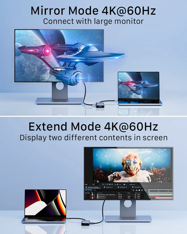 Alt view image 2 of 6 - USB C HUB HDMI 4K@60Hz, 8-in-1 Docking Station, Multiports USB C Adapter with Gigabit Ethernet, PD 100W, 3*USBA 3.0, TF/SD, USB C Dock Compatible for MacBook Pro/Air, iPad Pro, iPhone 15, Dell, etc
