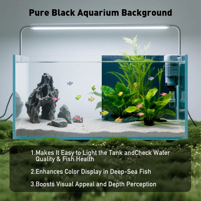 Alt view image 3 of 6 - Black Aquarium Background, Static Cling Vinyl, 15.7 x 59.1 in | Reusable fish tank wallpaper with strong hold, clean removal and easy repositioning for a solid black aquarium backdrop