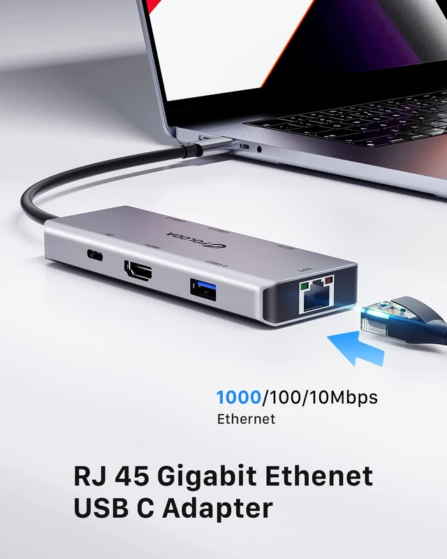 Alt view image 5 of 6 - USB C HUB HDMI 4K@60Hz, 8-in-1 Docking Station, Multiports USB C Adapter with Gigabit Ethernet, PD 100W, 3*USBA 3.0, TF/SD, USB C Dock Compatible for MacBook Pro/Air, iPad Pro, iPhone 15, Dell, etc
