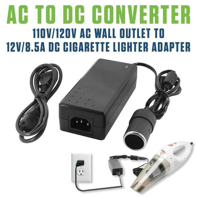 Alt view image 2 of 7 - AC to DC Car Power Converter Adapter, 110V/120V AC Wall Outlet to 12V DC Cigarette Lighter Socket, 8.5A 102W Power Supply Adapter for Car Accessories, GPS, Phones, Dash Cams, Mini Vacuums