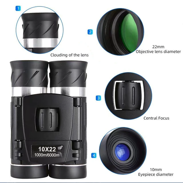 Alt view image 3 of 7 - Binoculars for Adults Kids with Phone Adapter Compact 10x22 Lightweight Mini Pocket Binoculars for Bird Watching Hunting, Concerts Opera Theater Travel Outdoor Adventures Whale Watching