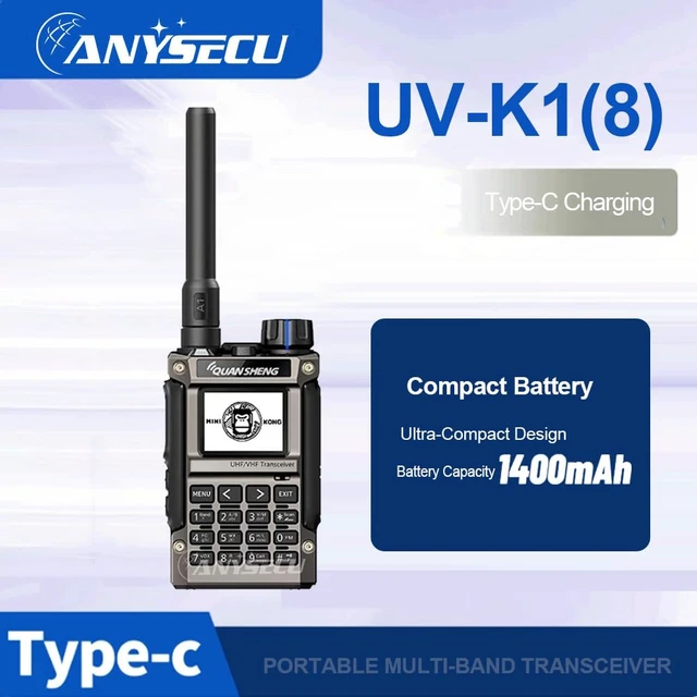Alt view image 2 of 7 - Quansheng UV-K1(8) Mini Walkie Talkie for Adults 5W Type-C Charger 1400mAh AM/FM Multi-Band Transceiver Handheld Two Way Radios