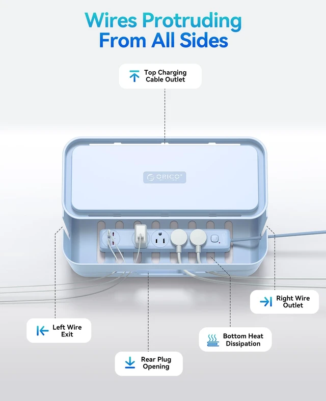 Alt view image 5 of 7 - Cable Management Box, Cord Hider Box to Conceal Power Strips on Desk or Floor, Keeping Cords Tidy and Protected from Damage, Stylish Cable Organizers for Home, Office, School - PB01