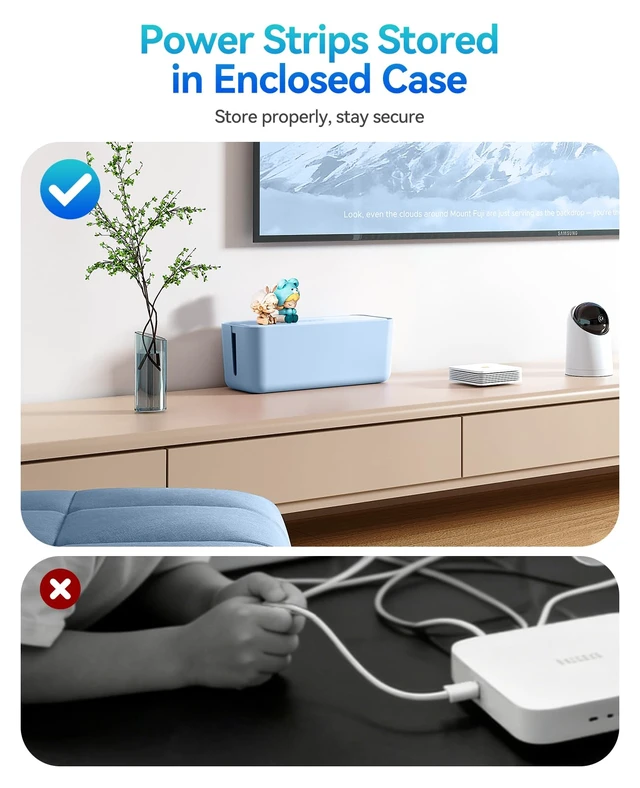 Alt view image 3 of 7 - Cable Management Box, Cord Hider Box to Conceal Power Strips on Desk or Floor, Keeping Cords Tidy and Protected from Damage, Stylish Cable Organizers for Home, Office, School - PB01