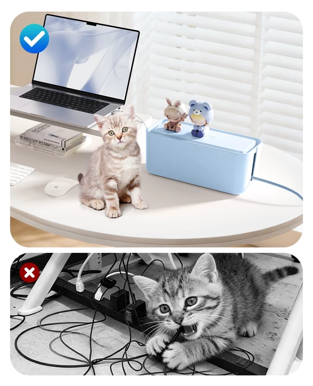 Alt view image 4 of 7 - Cable Management Box, Cord Hider Box to Conceal Power Strips on Desk or Floor, Keeping Cords Tidy and Protected from Damage, Stylish Cable Organizers for Home, Office, School - PB01
