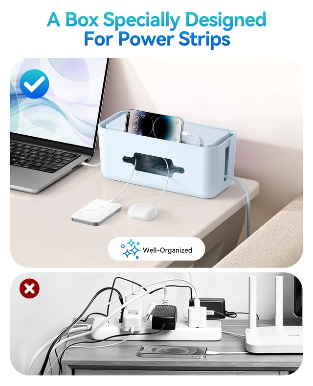 Alt view image 7 of 7 - Cable Management Box, Cord Hider Box to Conceal Power Strips on Desk or Floor, Keeping Cords Tidy and Protected from Damage, Stylish Cable Organizers for Home, Office, School - PB01