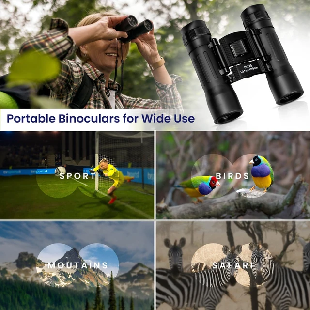 Alt view image 2 of 7 - TrekTonic Compact 10x25 High Powered Binoculars For Adults and Kids, Portable with Neck Strap, Birdwatching, Outdoor Activities