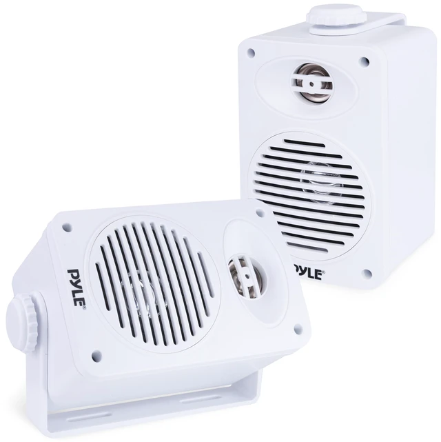 Main image of Indoor Outdoor Speakers Pair - 200 Watt Dual Waterproof 3.5 2-Way Full Range Speaker System w/ 1/2 High Compliance Polymer Tweeter - in-Home, Boat, Marine, Deck, Patio, Poolside (White)