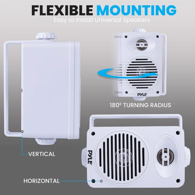 Alt view image 6 of 7 - Indoor Outdoor Speakers Pair - 200 Watt Dual Waterproof 3.5 2-Way Full Range Speaker System w/ 1/2 High Compliance Polymer Tweeter - in-Home, Boat, Marine, Deck, Patio, Poolside (White)