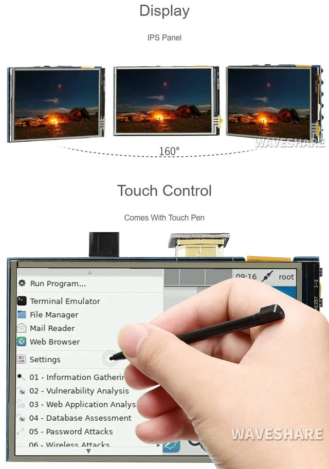 Alt view image 5 of 6 - 3.5inch Resistive Touch Screen LCD, Compatible with Raspberry Pi 5/4B/3B/Zero/Zero W/Zero 2W/Pico/Pico W/Pico WH, 480×320, HDMI, IPS, Supports Windows 11/10 / 8.1/8 / 7