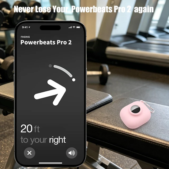 Alt view image 4 of 7 - Compatible for Beats Powerbeats Pro 2 Air Tag Case,2 in 1 Silicone Protective Skin Sleeve with Airtag Holder,Find Your Headphone Cover with Carabiner,Pink