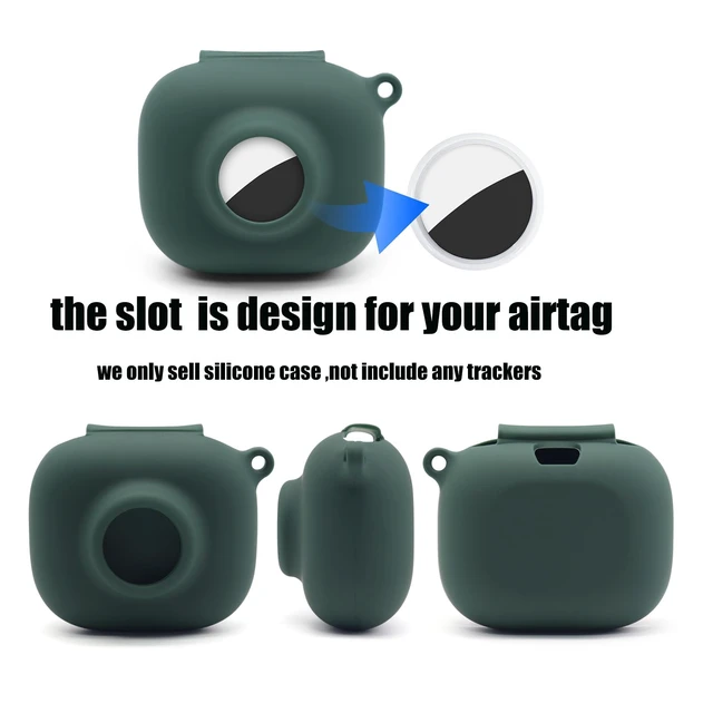 Alt view image 3 of 7 - Compatible for Beats Powerbeats Pro 2 Air Tag Case,2 in 1 Silicone Protective Skin Sleeve with Airtag Holder,Find Your Headphone Cover with Carabiner,Dark Green