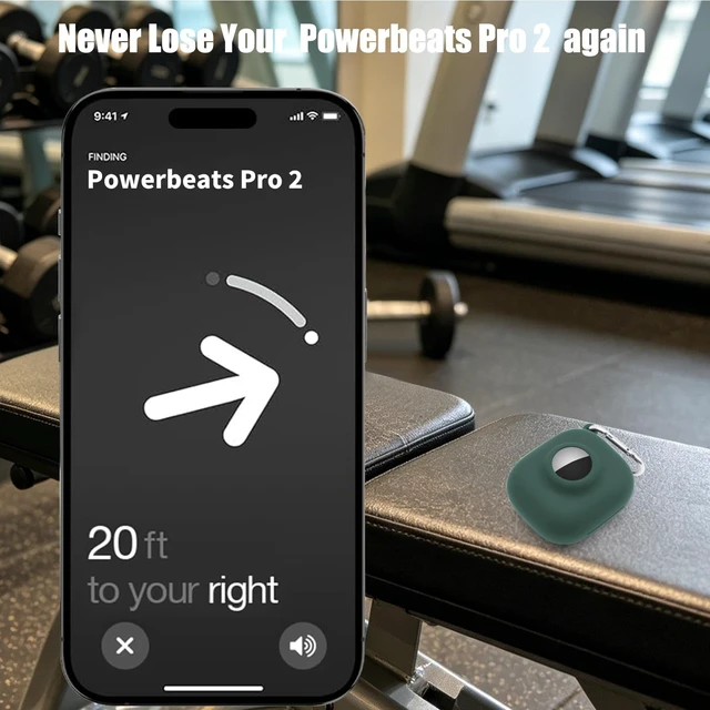 Alt view image 4 of 7 - Compatible for Beats Powerbeats Pro 2 Air Tag Case,2 in 1 Silicone Protective Skin Sleeve with Airtag Holder,Find Your Headphone Cover with Carabiner,Dark Green