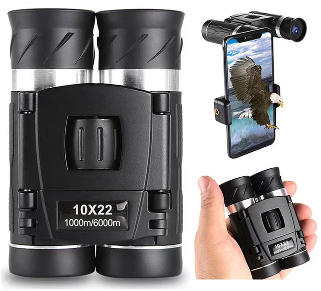 Main image of Binoculars for Adults Kids with Phone Adapter Compact 10x22 Lightweight Mini Pocket Binoculars for Bird Watching Hunting, Concerts Opera Theater Travel Outdoor Adventures Whale Watching