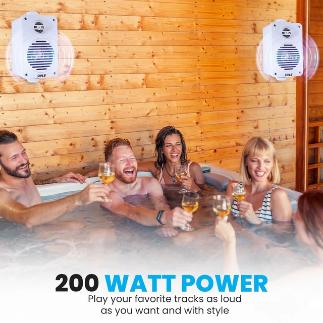 Alt view image 4 of 7 - Indoor Outdoor Speakers Pair - 200 Watt Dual Waterproof 3.5 2-Way Full Range Speaker System w/ 1/2 High Compliance Polymer Tweeter - in-Home, Boat, Marine, Deck, Patio, Poolside (White)
