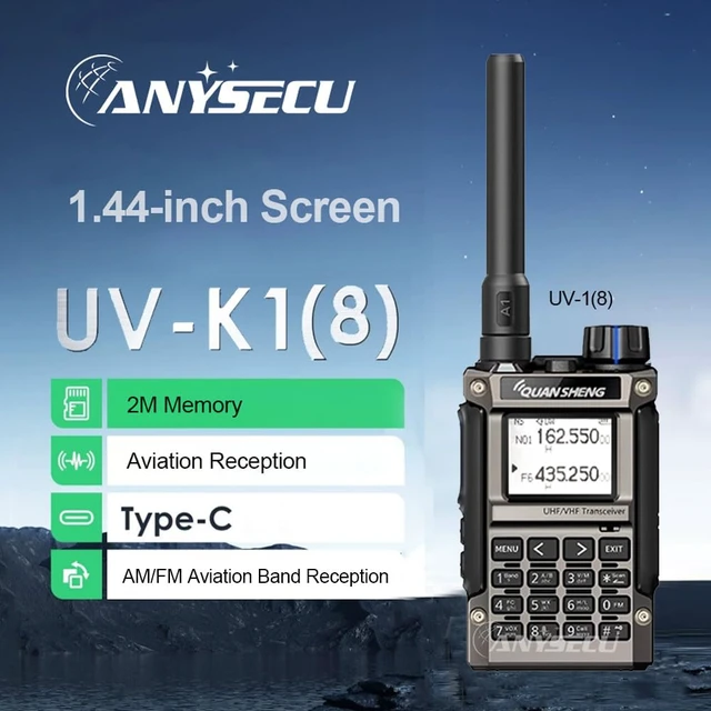 Alt view image 3 of 7 - Quansheng UV-K1(8) Mini Walkie Talkie for Adults 5W Type-C Charger 1400mAh AM/FM Multi-Band Transceiver Handheld Two Way Radios