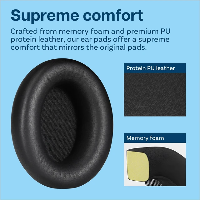 Alt view image 3 of 5 - Ear Pads Replacement for Beats Studio Pro Wireless Noise Cancelling Headphones by Memory Foam and Protein PU Ear Pad Cushions Noise Isolation Earpads Replacement Black