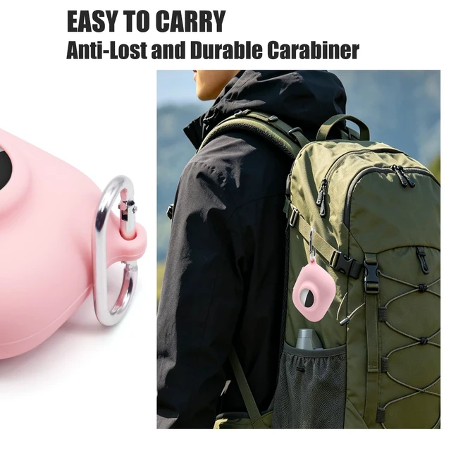 Alt view image 7 of 7 - Compatible for Beats Powerbeats Pro 2 Air Tag Case,2 in 1 Silicone Protective Skin Sleeve with Airtag Holder,Find Your Headphone Cover with Carabiner,Pink