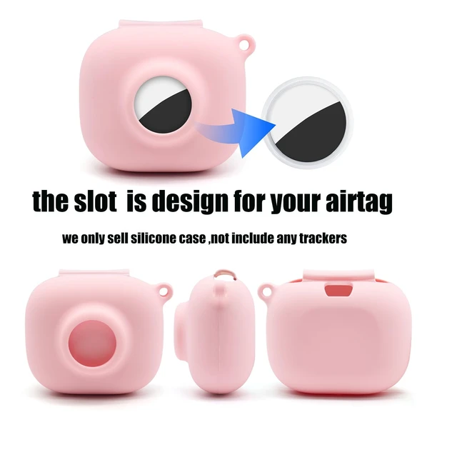 Alt view image 3 of 7 - Compatible for Beats Powerbeats Pro 2 Air Tag Case,2 in 1 Silicone Protective Skin Sleeve with Airtag Holder,Find Your Headphone Cover with Carabiner,Pink