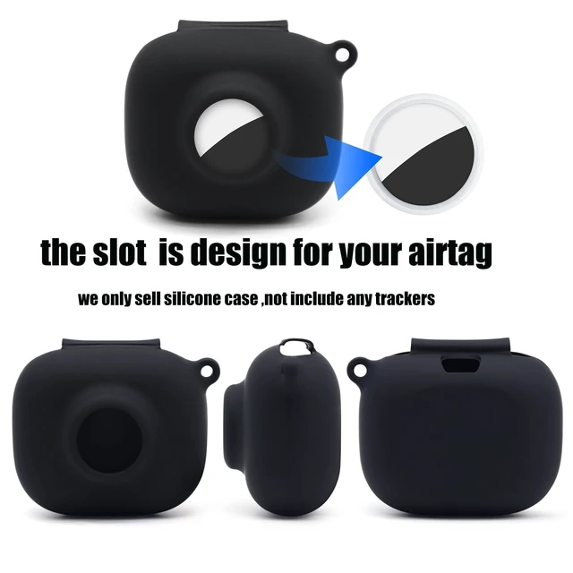 Alt view image 3 of 7 - Compatible for Beats Powerbeats Pro 2 Air Tag Case,2 in 1 Silicone Protective Skin Sleeve with Airtag Holder,Find Your Headphone Cover with Carabiner,Black