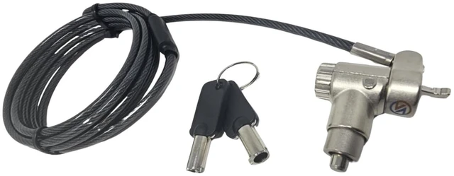 Main image of Black Universal Notebook Laptop Keyed Push to Lock Security Cable for Kensington Wedge Nano and Most Other Security Slots