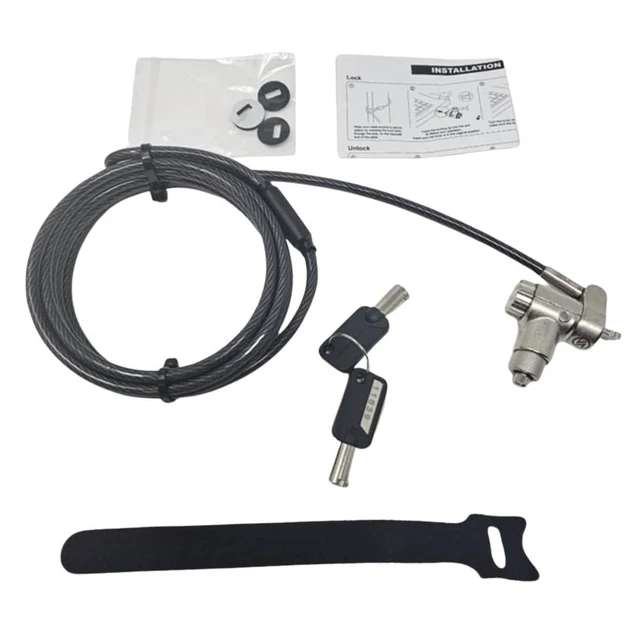 Alt view image 2 of 2 - Black Universal Notebook Laptop Keyed Push to Lock Security Cable for Kensington Wedge Nano and Most Other Security Slots