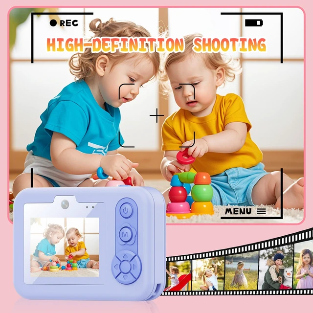 Alt view image 4 of 7 - Waterproof Kids' Camera Cute - 48MP, 1080P Video, with 32GB SD Card Strap Stand, Fun Stickers & Frames, Ideal Compact Travel Swimming Snorkeling for 3-12 Years Old Girl Boy Child, Blue