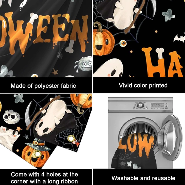 Alt view image 7 of 7 - Happy Halloween Banner - Halloween Party Decorations for Kids, Cute Spooky Ghost Birthday Party Decorations Photo Studio Props Supplies 6x3.6ft