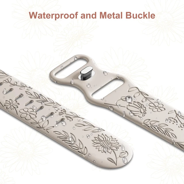 Alt view image 3 of 7 - 3 Pack 22mm Flower Pattern Bands Compatible with Garmin Venu 4 45mm/Venu 3/Venu 2/Vivoactive 4/Forerunner 745/265/255/255 Music, Soft Silicone Floral Engraved Sport Strap for Women Men
