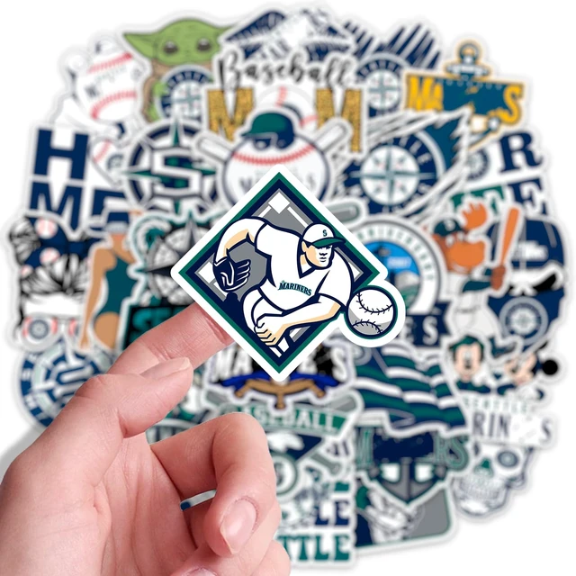 Alt view image 2 of 7 - 110pcs Seattle Baseball Stickers Pack - Waterproof Vinyl Decals for Laptop, Water Bottle, Car, Skateboard, Helmet, Scrapbook, Wall - Classic Cool Sports Stickers for Kids, Teens, Adults & Fans