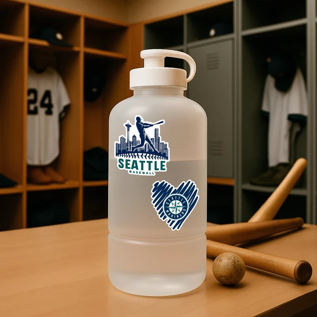 Alt view image 6 of 7 - 110pcs Seattle Baseball Stickers Pack - Waterproof Vinyl Decals for Laptop, Water Bottle, Car, Skateboard, Helmet, Scrapbook, Wall - Classic Cool Sports Stickers for Kids, Teens, Adults & Fans