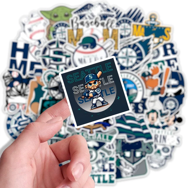 Alt view image 4 of 7 - 110pcs Seattle Baseball Stickers Pack - Waterproof Vinyl Decals for Laptop, Water Bottle, Car, Skateboard, Helmet, Scrapbook, Wall - Classic Cool Sports Stickers for Kids, Teens, Adults & Fans