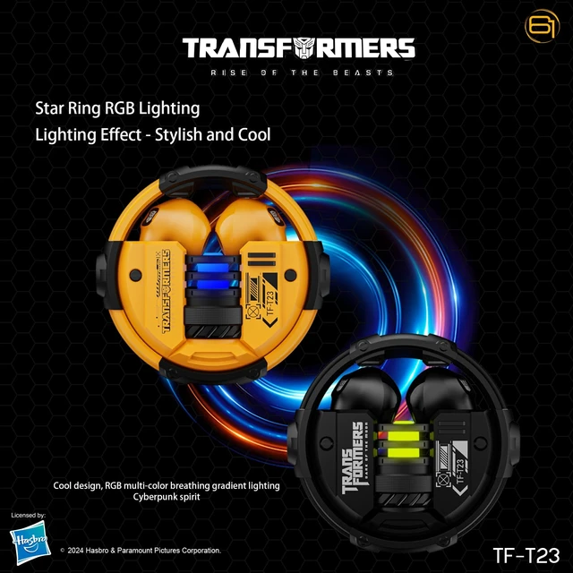 Alt view image 4 of 7 - T23 Wireless Bluetooth Earbuds - Premium Zinc Alloy Case RGB Breathing Lights, Gaming Mode, 13mm Loudspeaker, Deep Bass Sound, Long Battery Life, Type-C Fast Charge (Megatron Black)