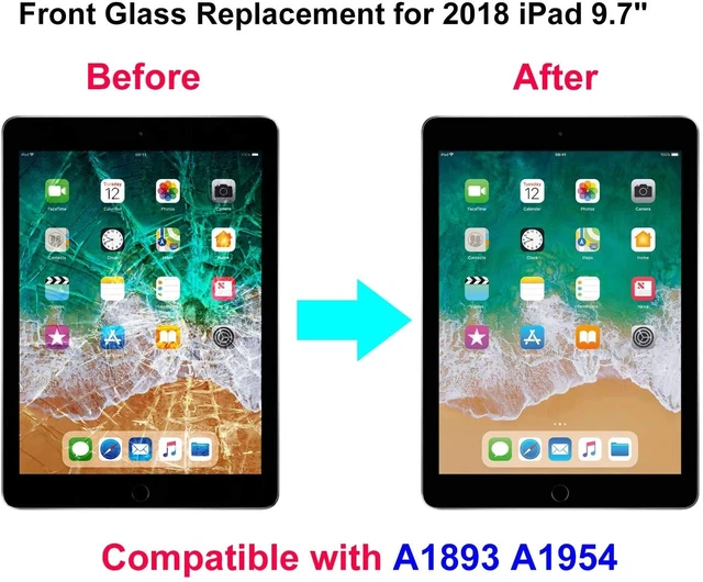 Alt view image 6 of 6 - Touch Screen Replacement for iPad 6 9.7 inch 2018, Digitizer Replacement for iPad 6 th Gen A1954 A1893 with Home Button+ Pre-Installed Adhesive + Professional Tool Kit(White)