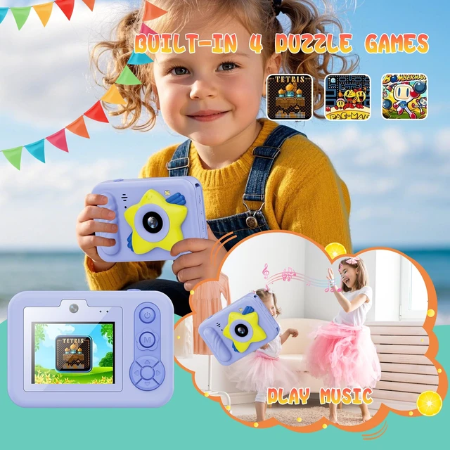 Alt view image 6 of 7 - Waterproof Kids' Camera Cute - 48MP, 1080P Video, with 32GB SD Card Strap Stand, Fun Stickers & Frames, Ideal Compact Travel Swimming Snorkeling for 3-12 Years Old Girl Boy Child, Blue
