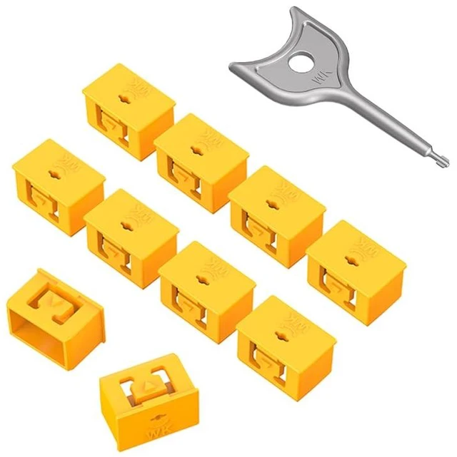 Main image of 10Pcs SFP Port Lock with 1Keys,Switch Port Lock/Fiber Port Security Plug,SFP Dust Cap to Prevent Unauthorized Access,Suitable for Data Centers, Server Room,Desktops,Laptops,etc. (Yellow)