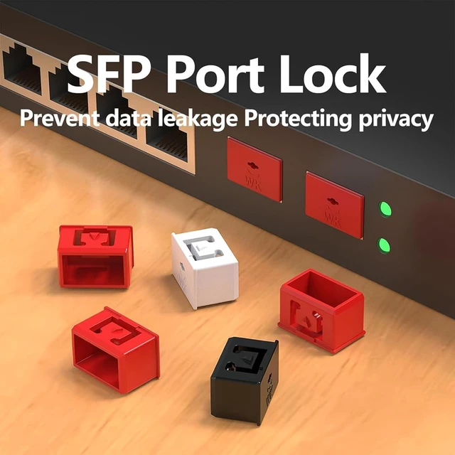 Alt view image 5 of 6 - 10Pcs SFP Port Lock with 1Keys,Switch Port Lock/Fiber Port Security Plug,SFP Dust Cap to Prevent Unauthorized Access,Suitable for Data Centers, Server Room,Desktops,Laptops,etc. (Yellow)