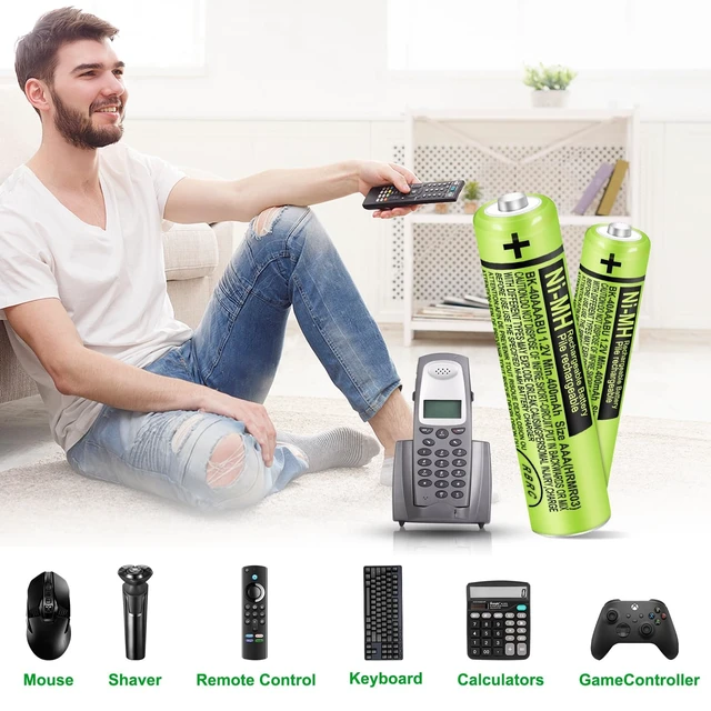 Alt view image 6 of 7 - 12-Pack 1.2V AAA 400mAh Ni-MH BK-40AAABU Triple A Rechargeable Batteries | Great replacement power for Panasonic cordless phones, landlines & remotes. Reusable up to 2500 times