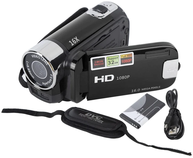 Alt view image 6 of 7 - Handheld Video Camcorder, 4K 48MP Mini DV Camcorder with 2.7 Inch TFT Rotatable Screen, 16x Digital Zoom Vlogging Camera Recorder with Fill Light, USB Cable (Black)