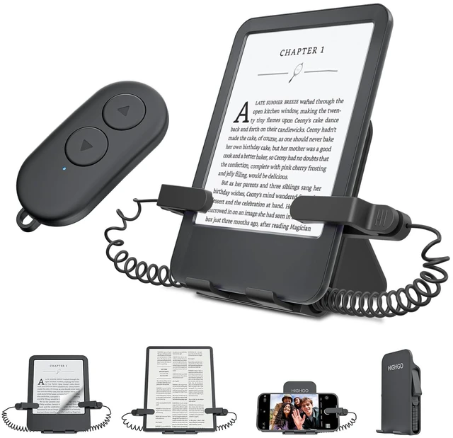 Main image of Remote Control Page Turner and Stand for Kindle Paperwhite Oasis eReaders,Clicker Page Turner Forward and Backward,Kindle Accessories for iPhone,iPad,Tablets Reading,Camera Video Record &Selfie
