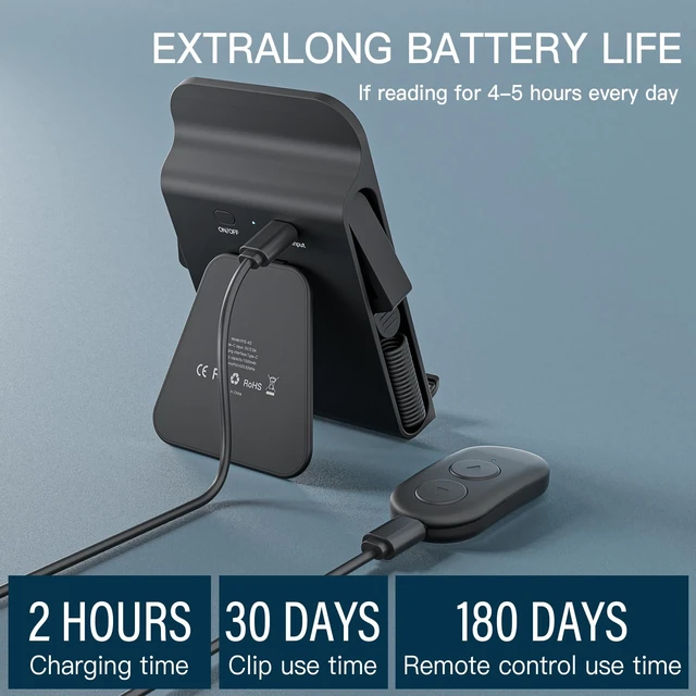 Alt view image 3 of 6 - Remote Control Page Turner and Stand for Kindle Paperwhite Oasis eReaders,Clicker Page Turner Forward and Backward,Kindle Accessories for iPhone,iPad,Tablets Reading,Camera Video Record &Selfie