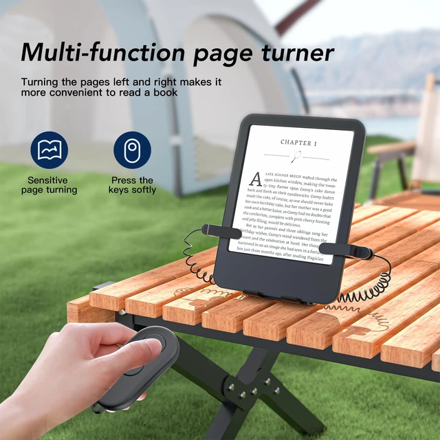 Alt view image 5 of 6 - Remote Control Page Turner and Stand for Kindle Paperwhite Oasis eReaders,Clicker Page Turner Forward and Backward,Kindle Accessories for iPhone,iPad,Tablets Reading,Camera Video Record &Selfie