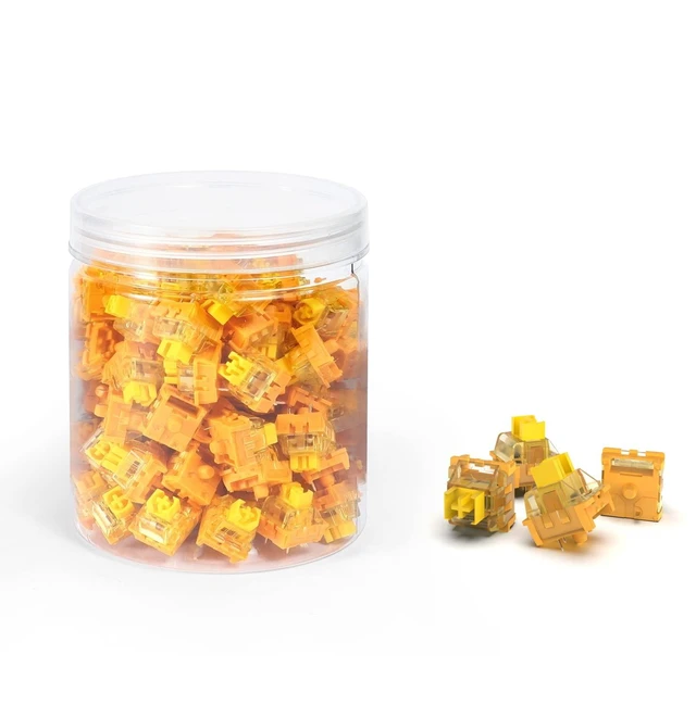 Main image of x Banana Yellow Switches for Mechanical Keyboard DIY, 38gf Linear Keyswitch 3 Pins, Pre Lubed with POM Stem Compatible for MX Mechanical Keyboard Switches Set (100PCS,Yellow)