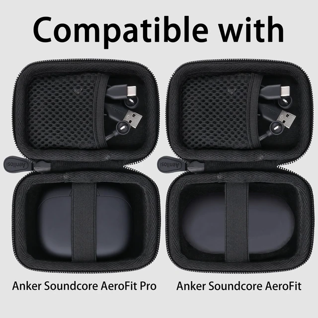 Alt view image 2 of 6 - Hard Case for Anker Soundcore AeroFit 2 Headphones, Black | EVA hard shell, Water-resistant design, Dust-resistant design, Elastic retention strap, Case only