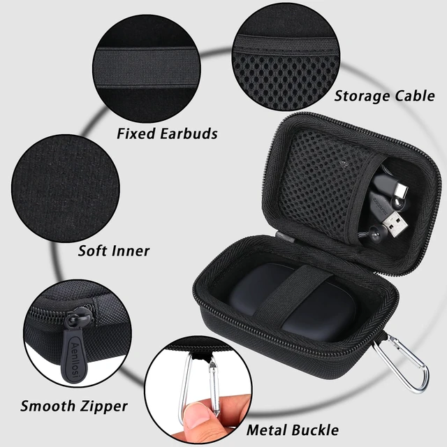 Alt view image 4 of 6 - Hard Case for Anker Soundcore AeroFit 2 Headphones, Black | EVA hard shell, Water-resistant design, Dust-resistant design, Elastic retention strap, Case only
