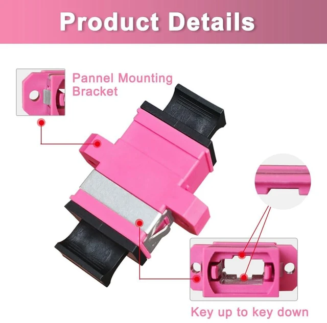 Alt view image 3 of 6 - 25Pcs MPO OM4 Fiber Optical Coupler Key Up to Key Down 8/12/24 Core Adapter