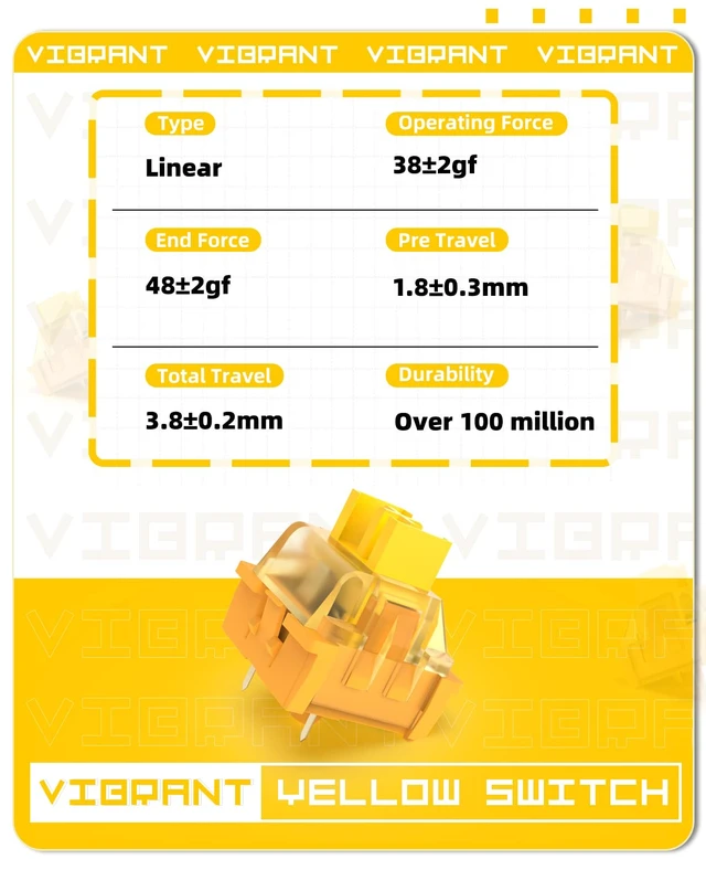 Alt view image 2 of 7 - x Banana Yellow Switches for Mechanical Keyboard DIY, 38gf Linear Keyswitch 3 Pins, Pre Lubed with POM Stem Compatible for MX Mechanical Keyboard Switches Set (100PCS,Yellow)