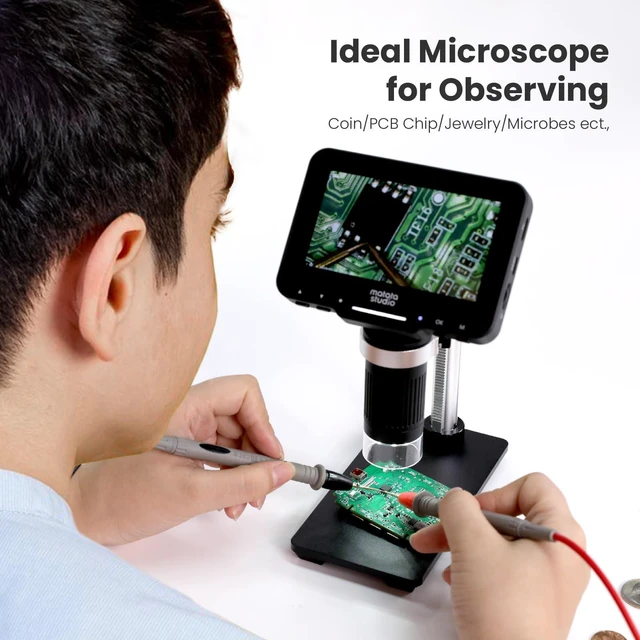 Alt view image 7 of 7 - M2B 1000X Digital Microscope, 4.3" LCD, HDMI Output, 32GB SD | 1080P Coin Magnifier with 8 LED Lights, Photo & Video, Adjustable Metal Stand, HDMI for Large TV Viewing