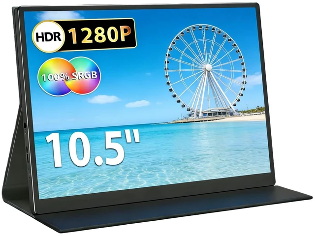 Main image of 10.5" Portable Monitor 1920x1280 IPS Screen, 420 nits Brightness USB C Portable Gaming Monitor for Laptop PC Phone Mac Steam Deck, with Smart Cover & Speakers, Travel Second Screen for Work