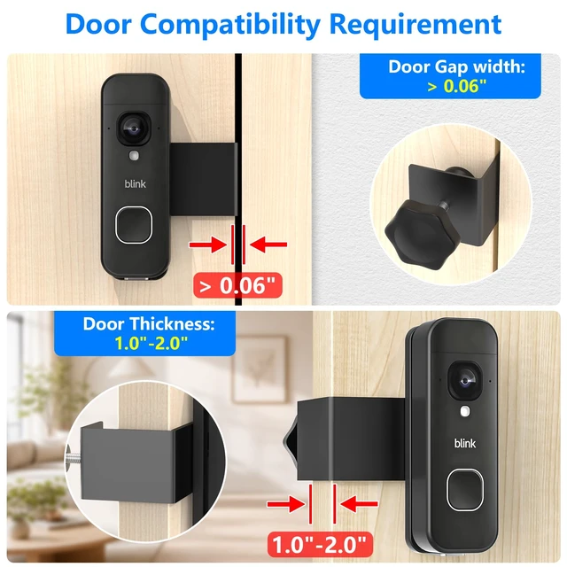Alt view image 5 of 6 - Anti-Theft Doorbell Mount for Blink Battery Doorbell 2K+, Blink Video Doorbell 1st & 2nd, Adjustable Mounting Bracket Holder Accessories, No Drill Door Bell Mount for Rentals, Apartment Door Security